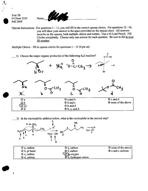 Exam 2 Solved Organic Chemistry Chem 2535 Docsity