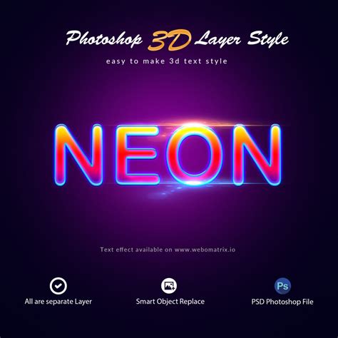 Neon Photoshop Layer Style Text Effects Webomatrix Infotech Solutions