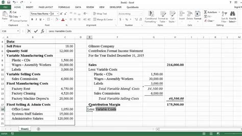 Contribution Format Income Statement Youtube