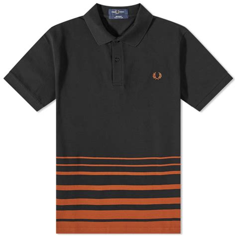 Fred Perry Engineered Stripe Polo Shirt Black Editorialist