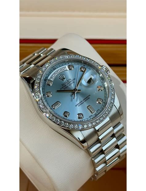 Rolex Day Date Platinum Ice Blue Set With Diamonds