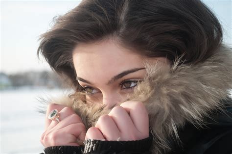 Wallpaper Face Model Eyes Brunette Glasses Winter Closeup