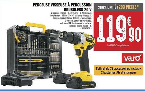 Promo Perceuse Visseuse Percussion Brushless V Chez Brico Cash