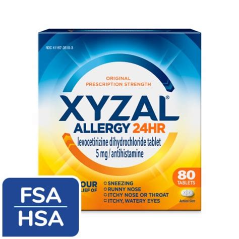 Xyzal Allergy 24 Hour Levocetirizine Allergy Relief Tablets 80 Ct King Soopers