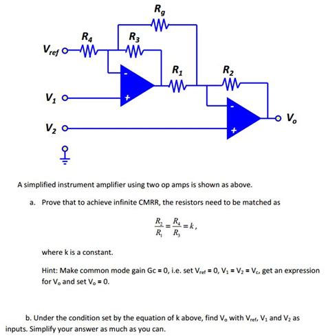 Solved A Simplified Instrument Amplifier Using Two Op Amps