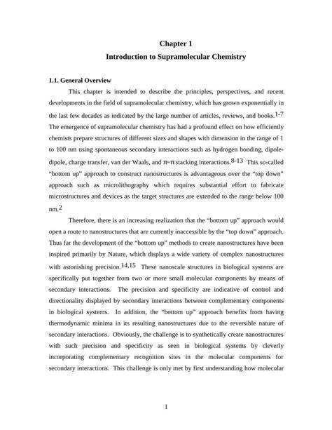 Pdf Chapter 1 Introduction To Supramolecular Chemistry · 1 Chapter 1