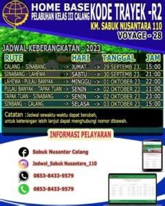 Jadwal Kapal Sabuk Nusantara Dari Sinabang Meulaboh Calang