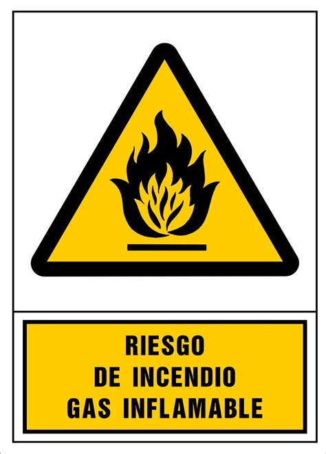 Señal Riesgo De Incendio Gas Inflamable Señales De Advertencia De