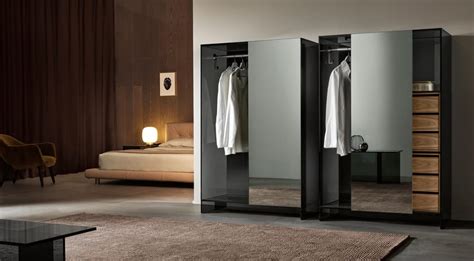 Shoji Mirrored Glass Wardrobe With Sliding Doors By Tonelli Design