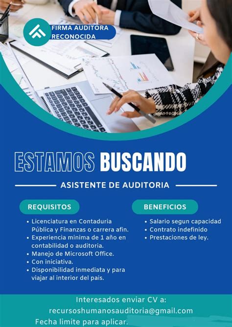 Se Necesita Asistente De Auditoria Y Practicantes De Contaduria Rds