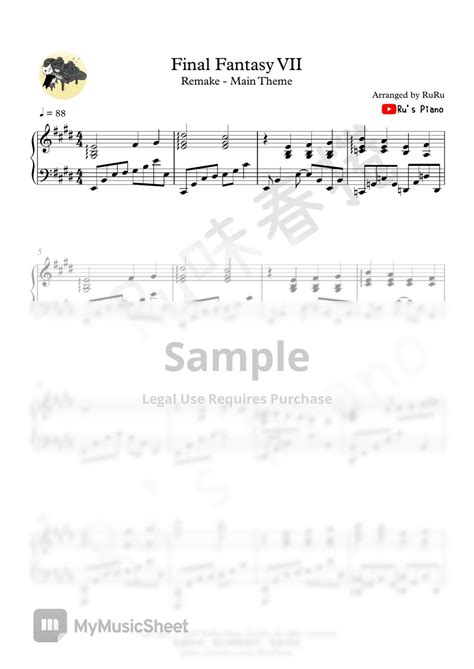 Final Fantasy Vii Main Theme Remake Ver Sheets By Ru S Piano