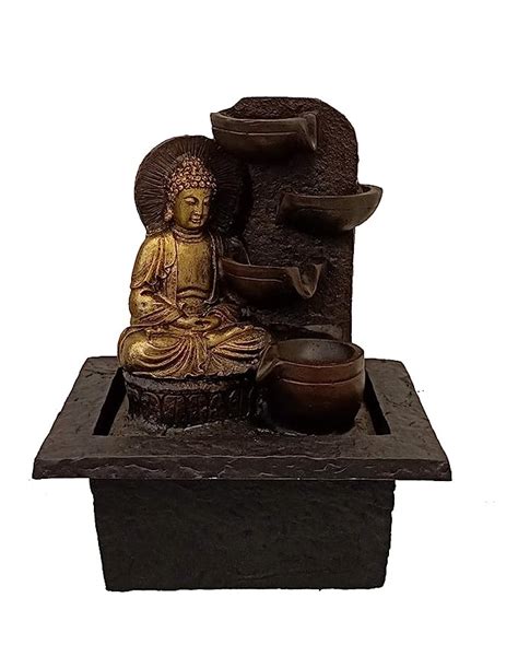 Ethnic Karigari Home Decor Polystone Indoor Table Top Buddha Water