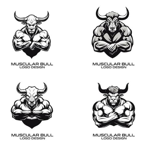 Dise O Del Logotipo Del Vector De Toro Muscular Vector Premium