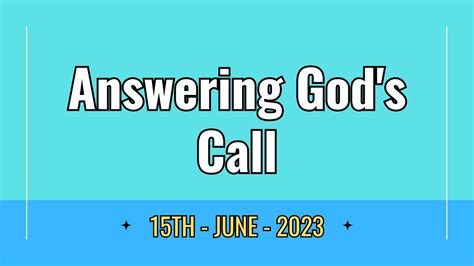 Answering God S Call YouTube