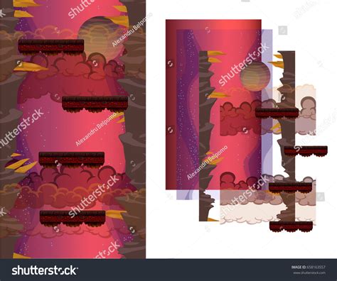 Vertical Parallax Game Background Vector Game เวกเตอร์สต็อก ปลอดค่า