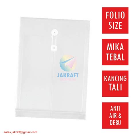 Jual Pcs Map Amplop Tali Plastik Knk Folio Fc F Putih Clear