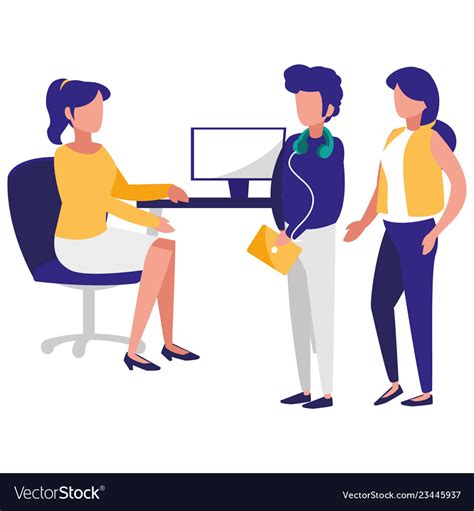 Group Of People In The Workplace Royalty Free Vector Image