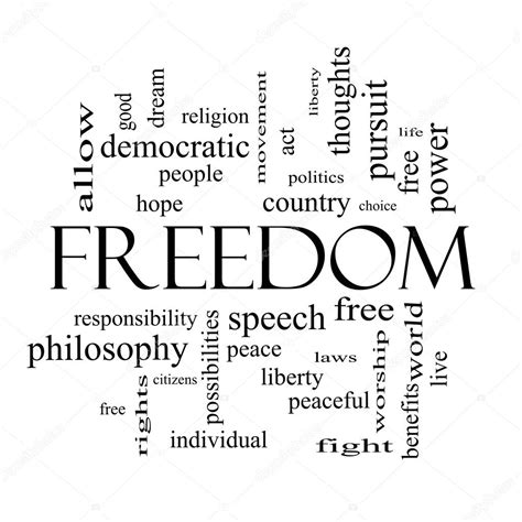 Freedom Word Cloud Concept In Black And White Stock Photo By