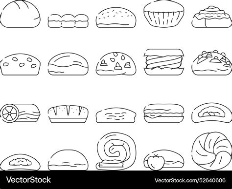 Bun Bread Burger Hamburger Icons Set Royalty Free Vector