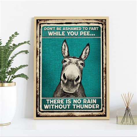 Donkey Bathroom Poster Dont Be Ashamed To Fart While You Etsy