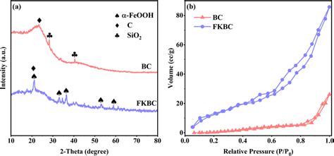 A XRD Patterns And B N2 Adsorptiondesorption Isotherms Of BC And