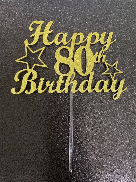 80th Birthday Cake Toppers Double Side Glitter Adult Etsy Nederland