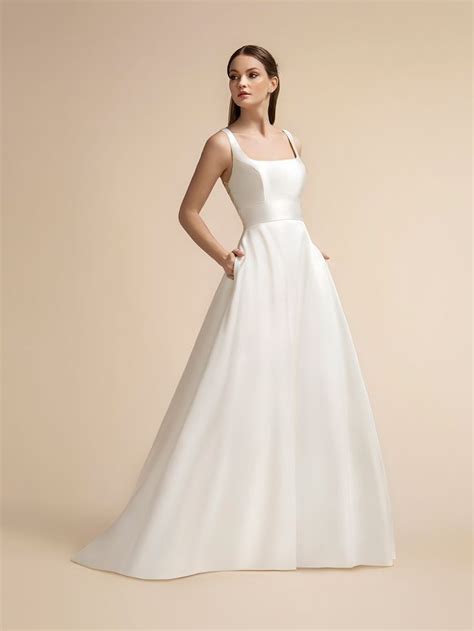 A Line Mikado With Square Neckline Wedding Dress Moonlight Tango Style