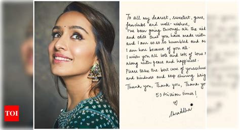 Shraddha Kapoor Pens Handwritten Note Of Thanks To Fans As She Crosses