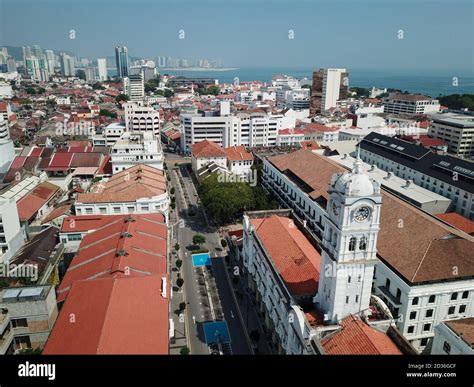 Georgetown Penang Malaysia Mar Aerial View Old Colonial