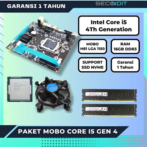 Jual PAKET MOTHERBOARD H81 CORE I5 4570 4590 RAM DDR3 16GB BARU GARANSI