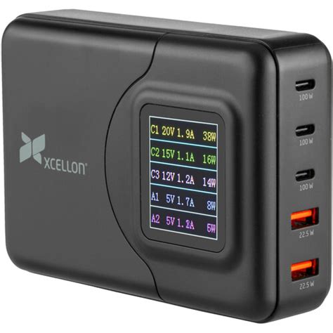 Xcellon Pdg 5200l 5 Port 200w Gan Usb Charger With Led Pdg 5200l