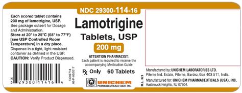 Lamotrigine 200mg Lamictal 60 Tabs