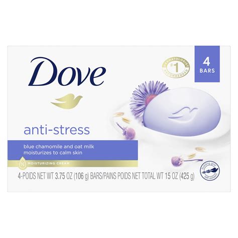 Dove Anti Stress Blue Chamomile And Oat Milk Cream Bar 3 75 Oz 4 Count