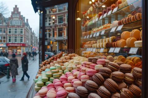 Varios Tipos De Dulces Como Choclats Y Macarons Stock De Ilustración