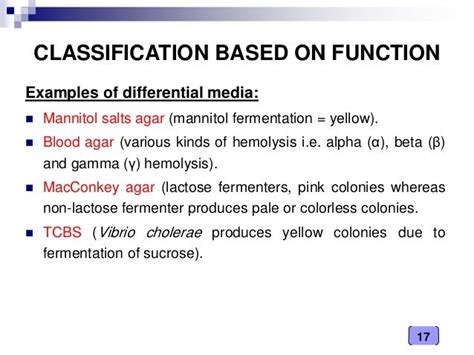 Microbiology Culture Media Chart