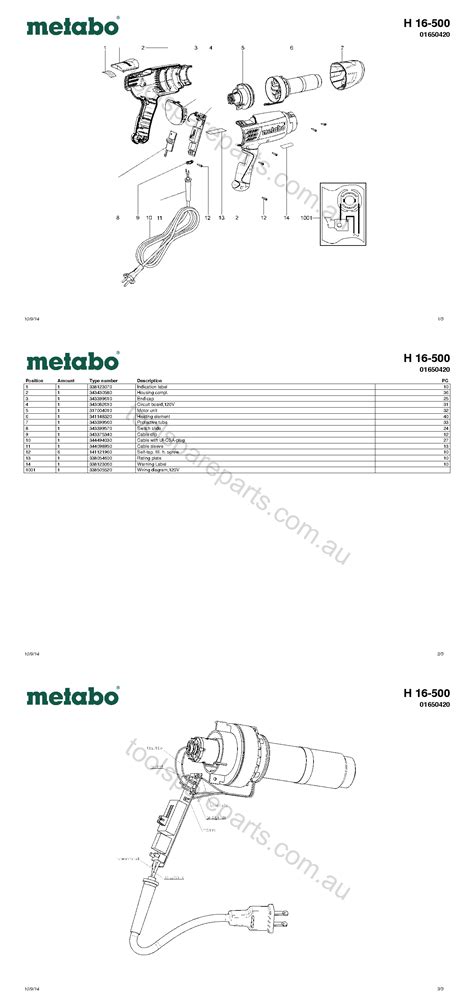 Metabo H 16 500 01650420 Spare Parts