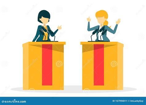 Candidate Argue Versus Opposition Concept Debate Banner Outline Vector