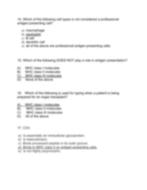 Solution Immunology Mcq Sheet Studypool