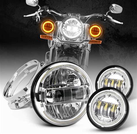 Dot Approved Chrome 7inch LED Headlight With DRL 4 5inch Matching LED