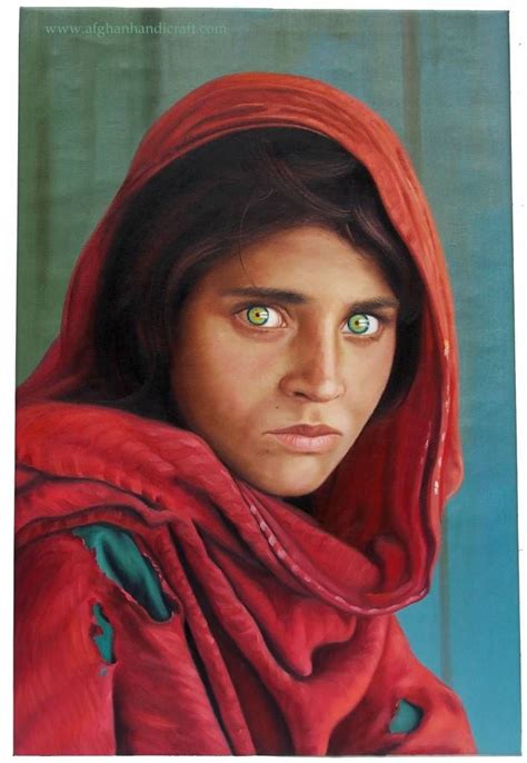 sharbat gula afghan madchen portrait olbild leinwand afghanistan