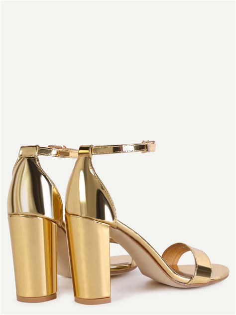 Gold Peep Toe Ankle Strap Sandals SheIn Sheinside