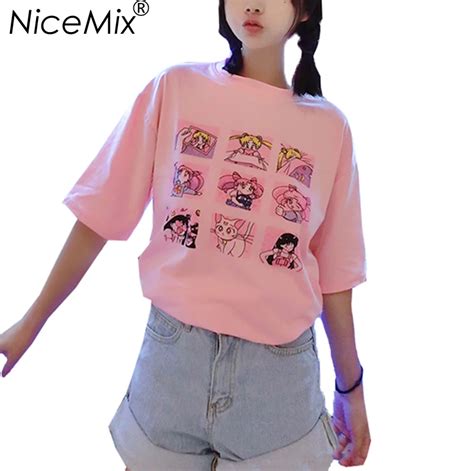 Nicemix Kawaii T Shirt Summer Women Tops 2018 Harajuku T Shirts Print