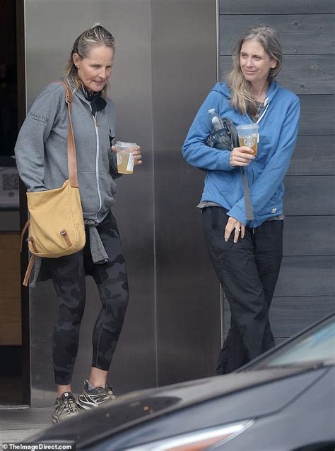 Helen Hunt Looks Sporty In Camo Leggings And Grey Hoodie As She Grabs