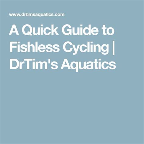 A Quick Guide To Fishless Cycling Drtims Aquatics Home Aquarium