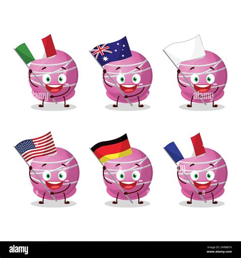 Truffle Strawberry Candy Cartoon Character Bring The Flags Of Various