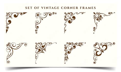 Premium Vector | Set of vintage corner frames isolated on a plain ...