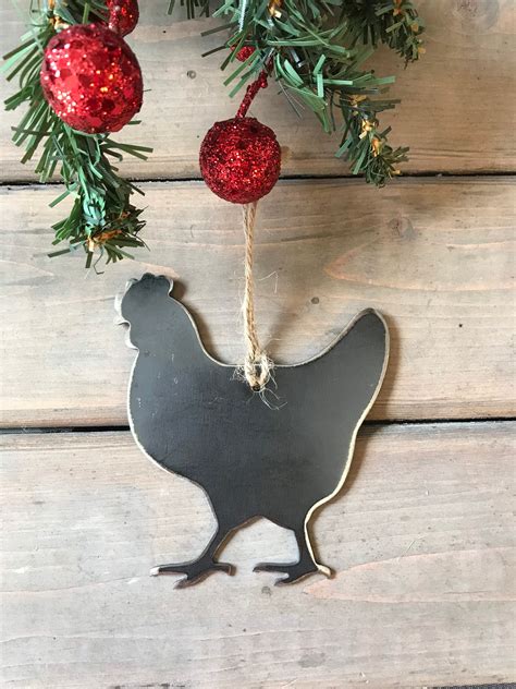 Chicken Christmas Ornament Christmas Decor Rustic Farmhouse Christmas Metal Ornaments