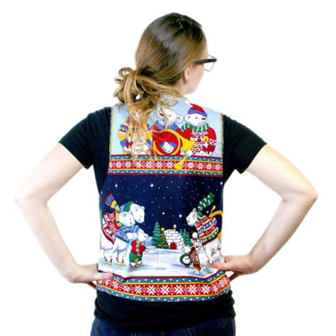 Ice Skating Polar Bears Tacky Ugly Christmas Vest The Ugly Sweater Shop