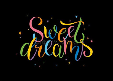 Sweet Dreams Colorful Hand Drawn Calligraphy Lettering Stock Vector