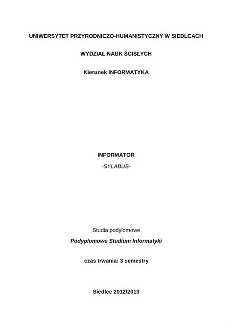 Pdf Uniwersytet Przyrodniczo Humanistyczny W Uniwersytet